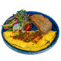 Gombás, aszaltparadicsomos omlett